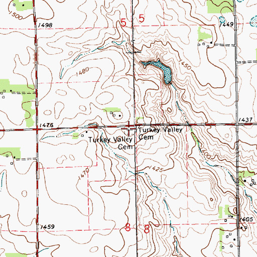 Topographic Map of Turkey Valley Cemetery, SD