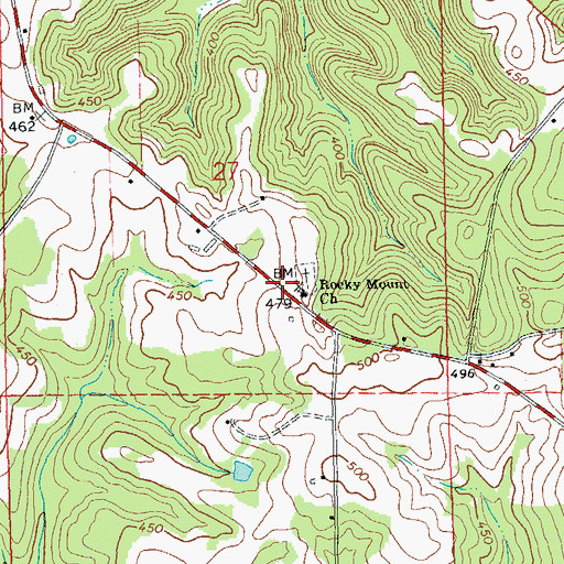 Topographic Map of Rocky Mount Church, AL