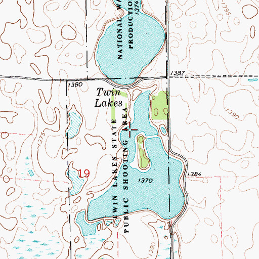 Topographic Map of Twin Lakes State Public Shooting Area, SD