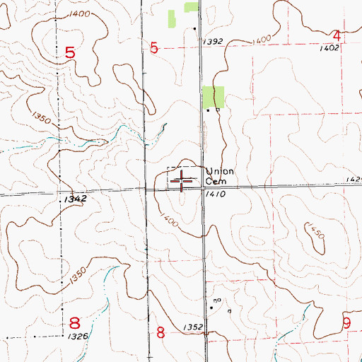 Topographic Map of Union Cemetery, SD