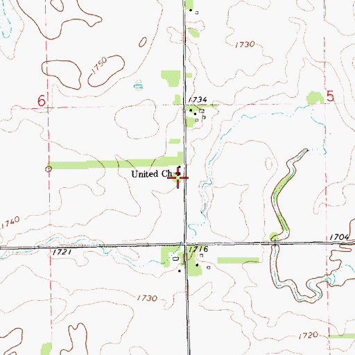 Topographic Map of Kellerton Church, SD
