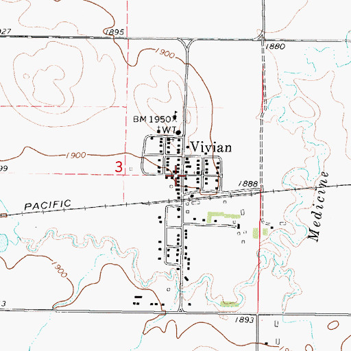 Topographic Map of Vivian, SD