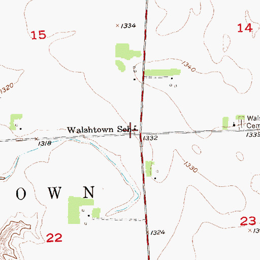 Topographic Map of Walshtown School, SD
