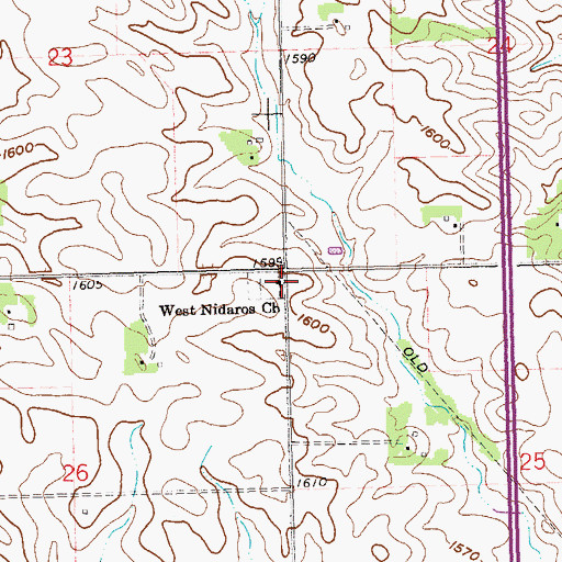 Topographic Map of West Nidaros Church, SD