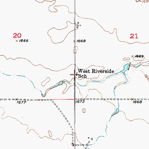 Topographic Map of West Riverside School, SD