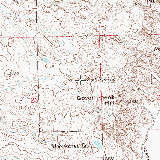 Topographic Map of West Spring, SD