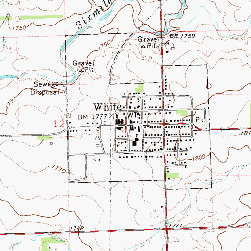Topographic Map of White, SD