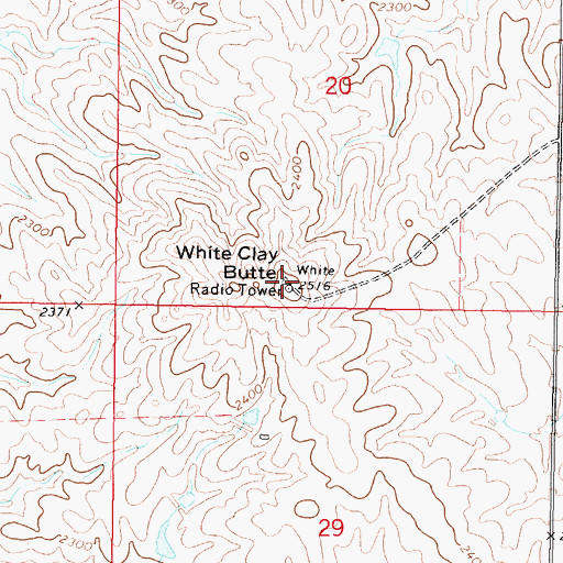 Topographic Map of White Clay Butte, SD