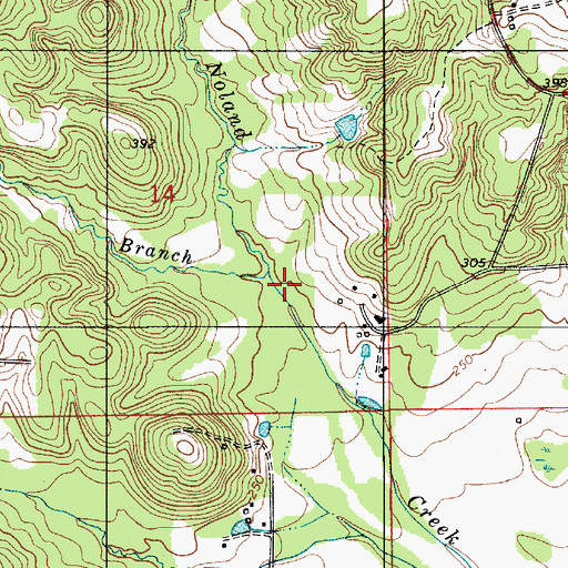 Topographic Map of Rogers Branch, AL