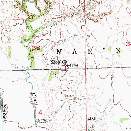 Topographic Map of Zion Church, SD
