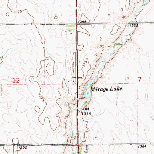 Topographic Map of Mirage Lake, SD