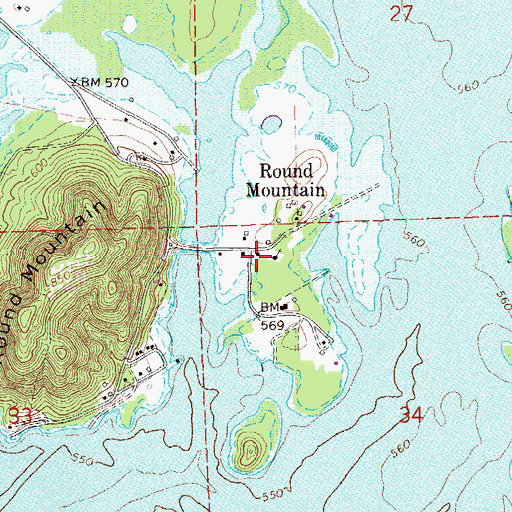 Topographic Map of Round Mountain, AL