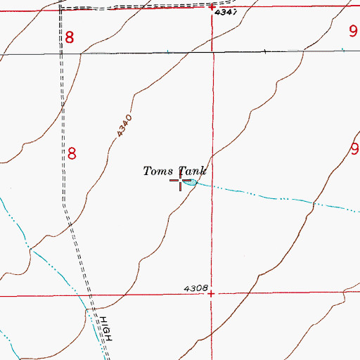 Topographic Map of Toms Tank, AZ