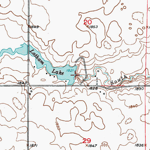 Topographic Map of Latham Dam, SD