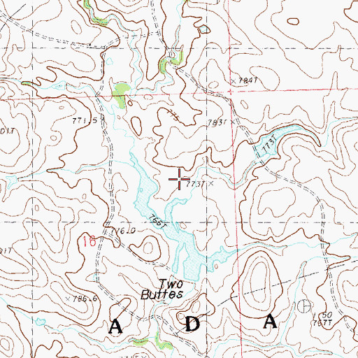 Topographic Map of Beryl Veal Dam, SD