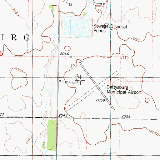 Topographic Map of Gettysburg Municipal Airport, SD