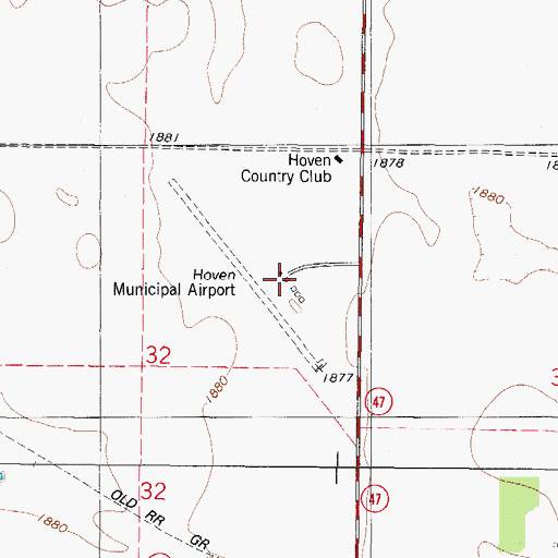 Topographic Map of Hoven Municipal Airport, SD