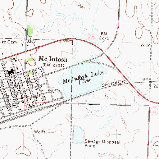 Topographic Map of McIntosh Lake, SD