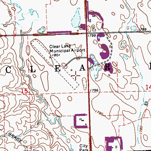 Topographic Map of Clear Lake Municipal Airport, SD