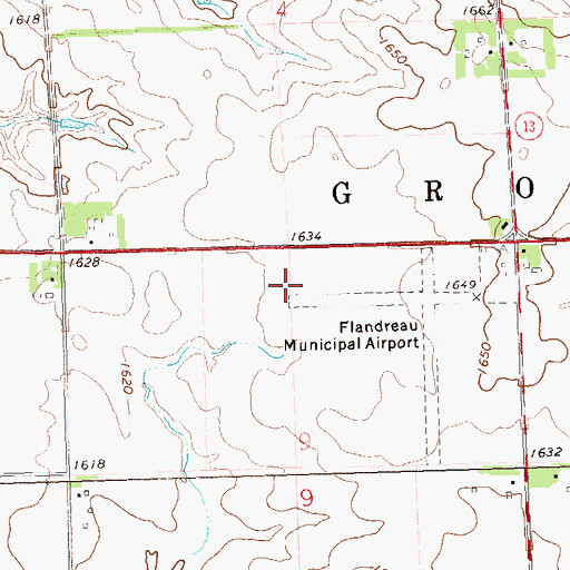 Topographic Map of Flandreau Municipal Airport, SD