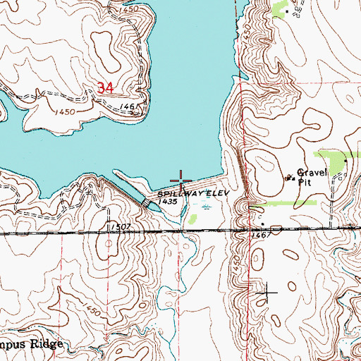 Topographic Map of East Vermillion Lake Dam, SD