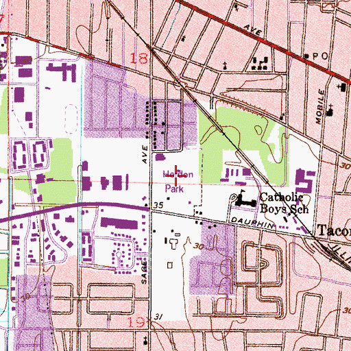 Topographic Map of Sage Avenue Park, AL