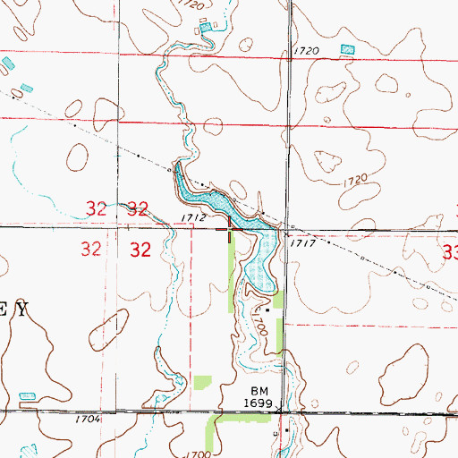 Topographic Map of Wilbur Russell Dam, SD