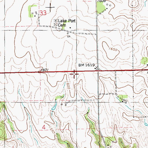 Topographic Map of Lakeport, SD