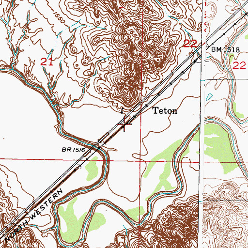 Topographic Map of Teton, SD