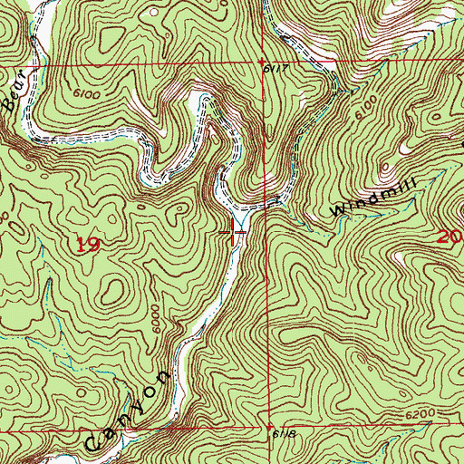 Topographic Map of Bear Spring Creek, SD