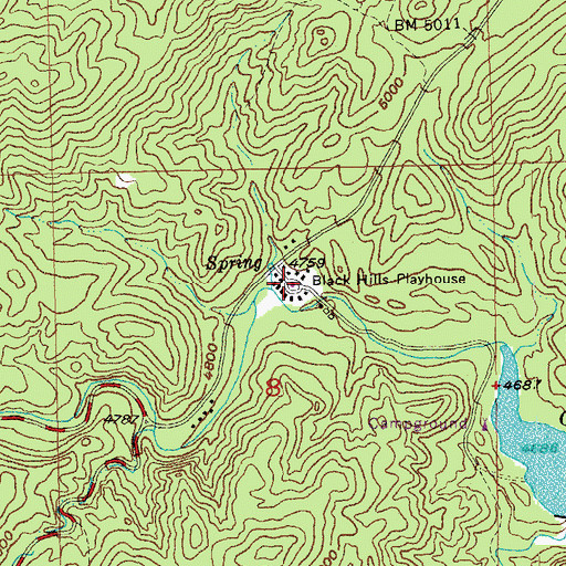 Topographic Map of Black Hills Playhouse, SD