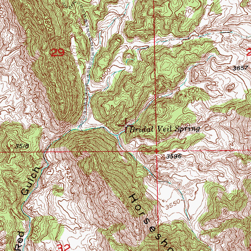 Topographic Map of Bridal Veil Spring, SD