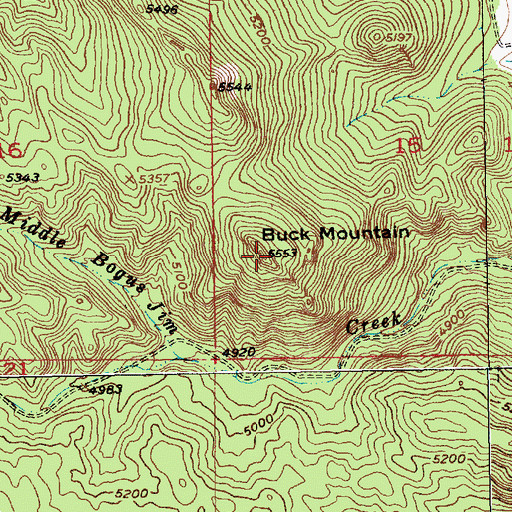 Topographic Map of Buck Mountain, SD