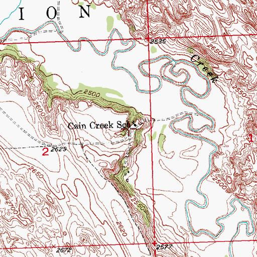 Topographic Map of Cain Creek School, SD