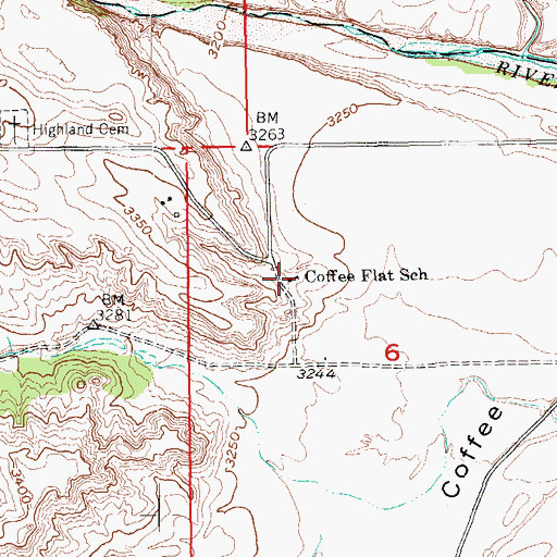 Topographic Map of Coffee Flat School, SD