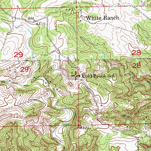 Topographic Map of Cold Brook School, SD