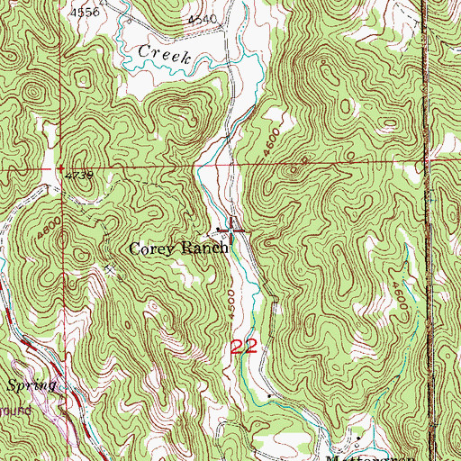 Topographic Map of Corey Ranch, SD