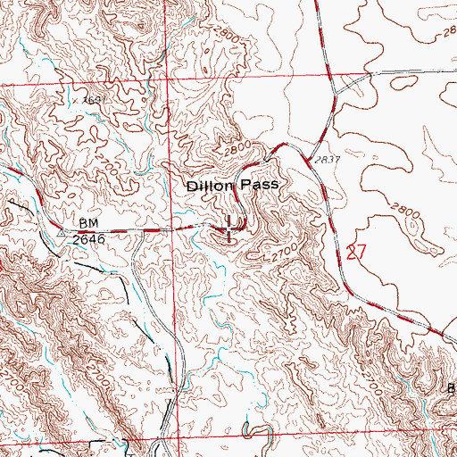 Topographic Map of Dillon Pass, SD