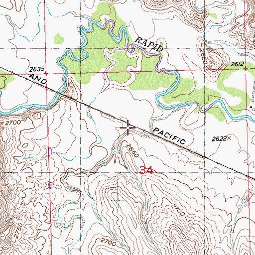 Topographic Map of Elkhorn Draw, SD