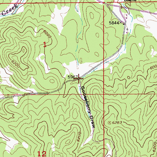 Topographic Map of Gooseberry Draw, SD