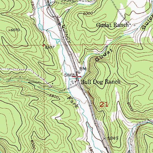 Topographic Map of Gudat Gulch, SD
