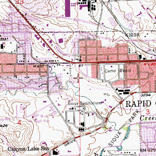 Topographic Map of Hall Park, SD