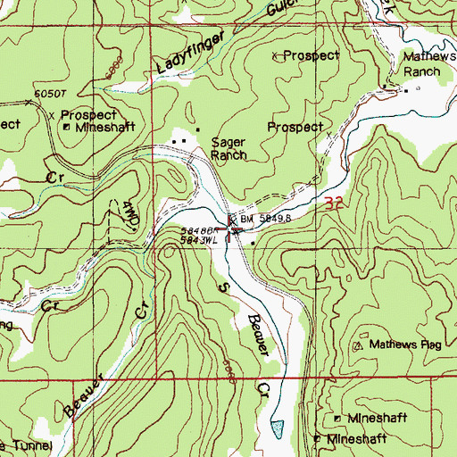 Topographic Map of Lightning Creek, SD