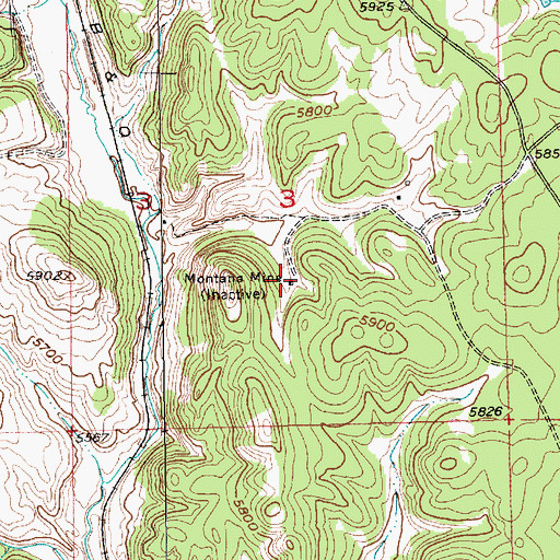 Topographic Map of Montana Mine, SD