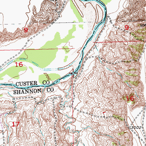 Topographic Map of Pass Creek, SD