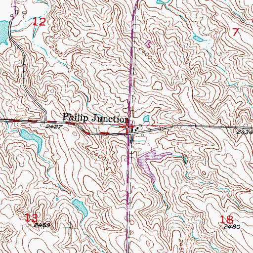 Topographic Map of Philip Junction, SD