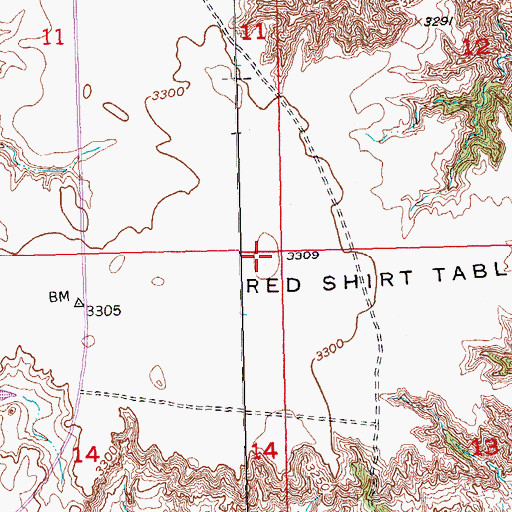 Topographic Map of Red Shirt Table, SD