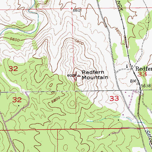 Topographic Map of Redfern Mountain, SD