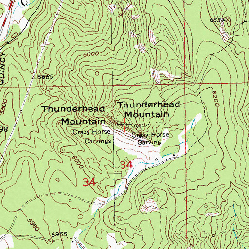 Topographic Map of Thunderhead Mountain, SD