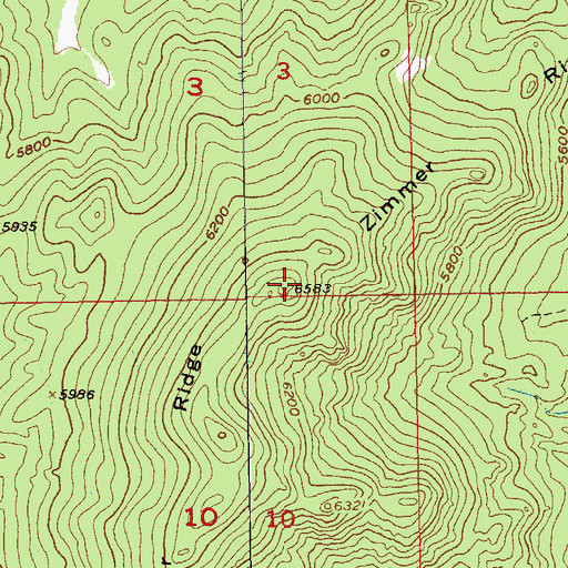 Topographic Map of Zimmer Ridge, SD